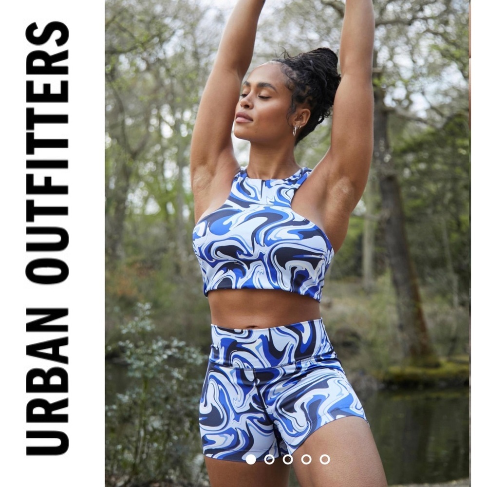 NWOT Urban Outfitters Lets Frans Sport Blue Marble Sculpting High Waist Shorts s